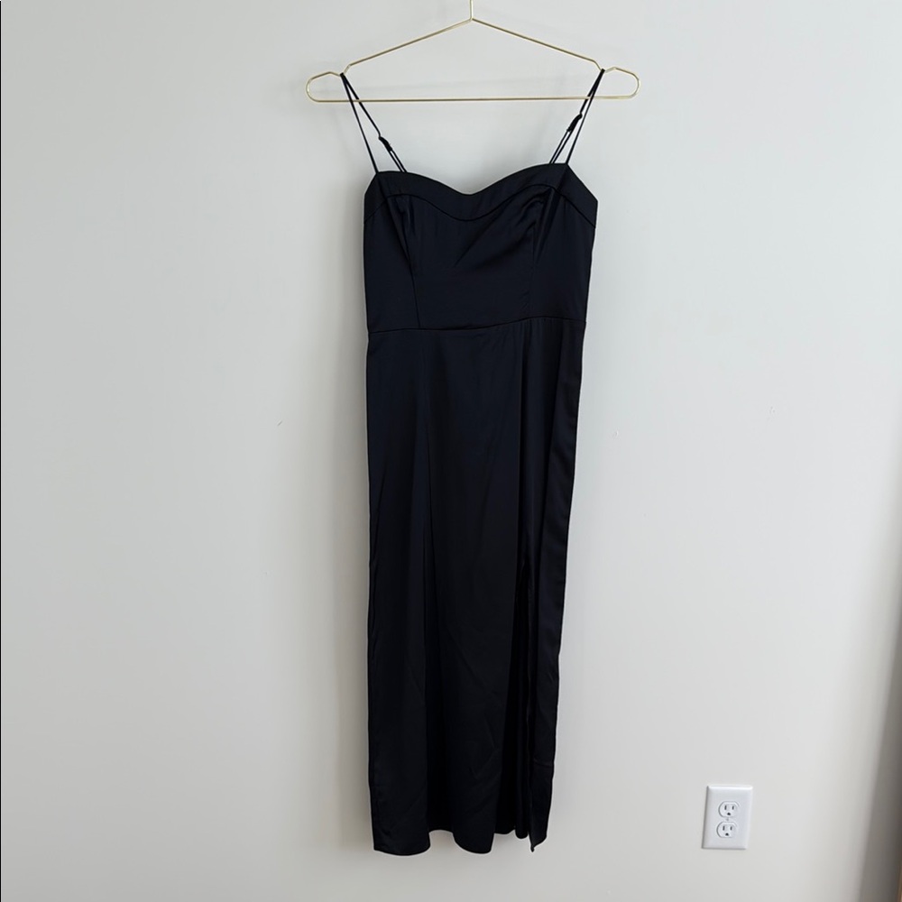 Abercrombie Black Satin Midi Dress